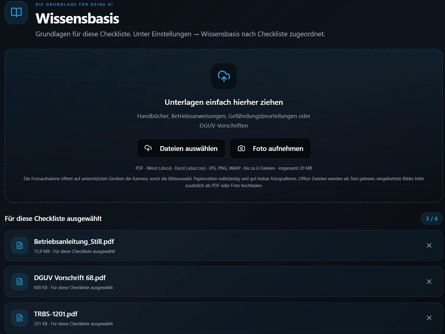 Frag KI Check: Unterlagen bereitstellen