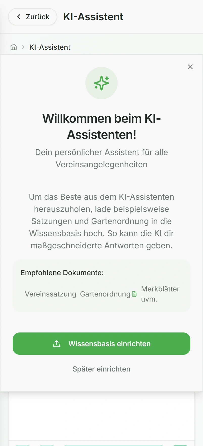 KGV KI-Assistent: Fragen auf Basis der Vereinsunterlagen