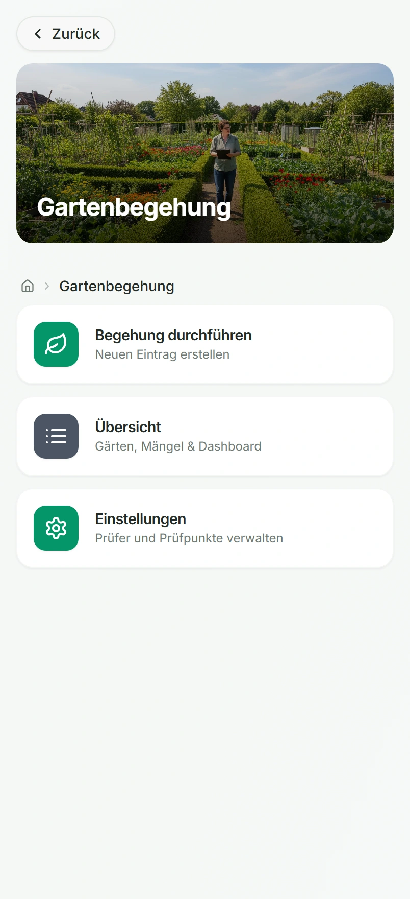 KGV Apps: Originalansicht der Gartenbegehung